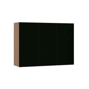 Imagem de Armário de Parede Modulado 120cm 3 Portas Slim Luciane, Freijó/Preto