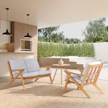 Imagem de Sofá Sala 2 Lugares 117cm X 85cm X Oslo Verniz Mel/cinza