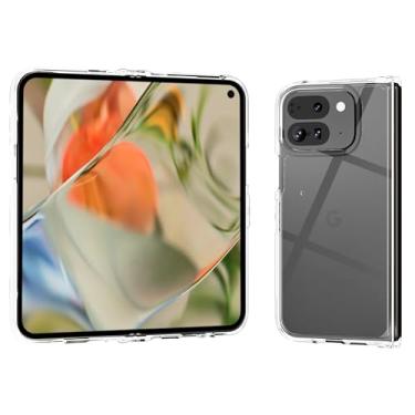 Imagem de rooCASE Capa transparente Plexis compatível com Google Pixel 9 Pro Fold, capa transparente fina com amortecedor de TPU, vidro cristalino, resistente a arranhões, à prova de choque