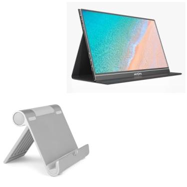 Imagem de Suporte e montagem BoxWave compatível com monitor portátil ARZOPA S1 mesa (15,6 polegadas) (suporte e montagem por BoxWave) - suporte de alumínio VersaView, portátil, suporte de visualização com vários ângulos