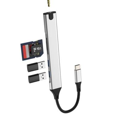 Imagem de Adaptador USB C HUB (5 em 1) Tipo C para USB A OTG 3.0 Leitor de cartão SD Micro SD 3,5 mm Fone de ouvido AUX Dongle para iPhone 16 15 Multiport TF Docking Station MacBook Laptop Converter para iPad