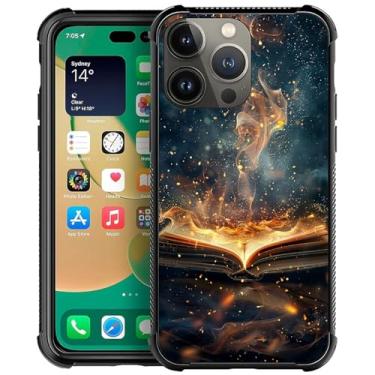 Imagem de CARLOCA Capa compatível com iPhone 13 Pro Max, livro de imagens, estampa de chama mágica, design moderno para meninas, à prova de choque, antiarranhões, capa traseira rígida de policarbonato para