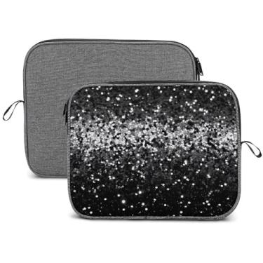 Imagem de Capa para laptop, impermeável, resistente a choques, bolsa protetora para notebook, leve, preto e branco, com glitter, compatível com laptop de 13 a 14 polegadas