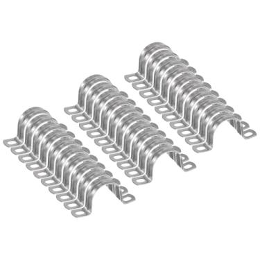 Imagem de HARFINGTON 10 braçadeiras de conduíte de 40 mm de 40 mm, braçadeira de tubo M40 U, correia rígida de aço inoxidável, suporte em forma de U com dois furos para fixação de fio de mangueira de tubo