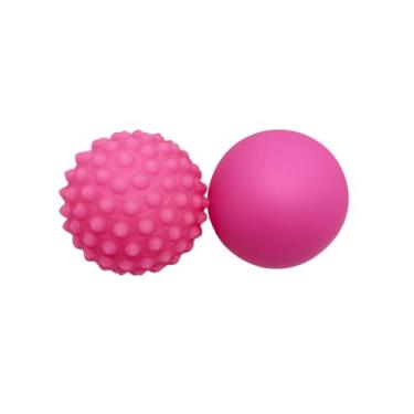 Imagem de Kit 2 Bolas Anti-Stress, Exercitadoras para Massagem e Fisioterapia, Lisa e Cravo, Cores Variadas (PINK)