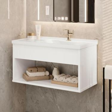 Imagem de Gabinete Armário de Banheiro Encanto com Cuba - Branco