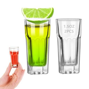 Imagem de eispap 2 peças de copos de shot de 42,5 g com base pesada, copos pequenos para bebidas alcoólicas e espirituosas, copos duráveis de barra de tequila para bebidas alcoólicas e espresso, conjunto de