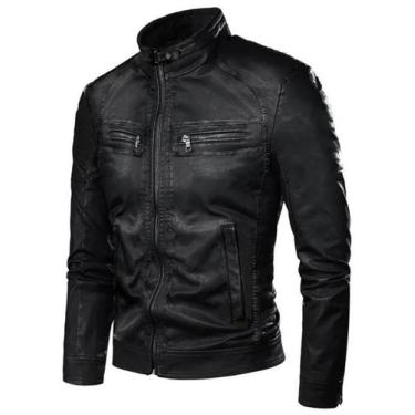Imagem de Jaqueta Masculina PU Moda Slim Fit Todos Os Tamanhos - Vmong, Preto, G