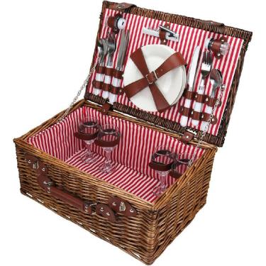 Imagem de JOGO 24 PEÇAS CESTA PICNIC HOME&CO FIBRA NATURAL 20x40x30cm MARROM