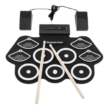 Imagem de Bateria Eletrônica Musical Portátil Spring 9 Pads Silicone