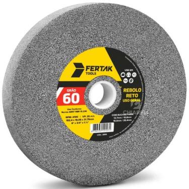Imagem de Rebolo Reto Pedra Esmeril Uso Geral 6X3/4 Grão 60 Com Bucha - Fertak