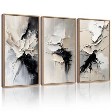 Imagem de KUVIOKE Arte de parede emoldurada abstrata azul marinho minimalista grafite pastel decoração de parede moderna bloco de cores neutras ilustração pintura pincelada arte decoração de casa 40 x 61 cm