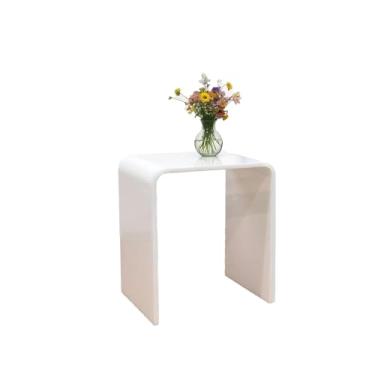 Imagem de Mesa de canto de acrílico com bordas arredondadas, mesa pequena compacta de 45,7 cm A, mesa lateral de acrílico adequada para sala de estar, mesas noturnas para quartos, mesas ocasionais modernas 30,5