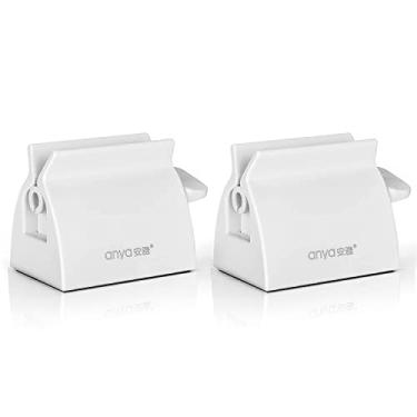 Imagem de 2 peças - Tubo de rolamento pasta de dente espremedor de pasta de dente suporte de assento para acessórios de banheiro (branco)