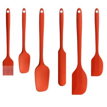 Imagem de Yaritogeru Conjunto de 6 espátulas de borracha de silicone, escova de cozinha para óleo, espátula de colher de borracha, raspadores flexíveis antiaderentes resistentes ao calor ou assar, cozinhar e