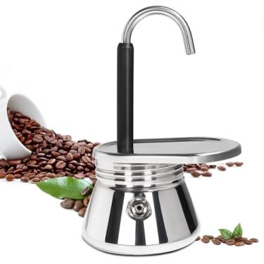 Imagem de DITOSH Panela de moka de tubo único de 4 xícaras, de aço inoxidável, cafeteira, cafeteira italiana, cafeteira italiana, máquina de café Greca Mocha para indução doméstica, 310 ml
