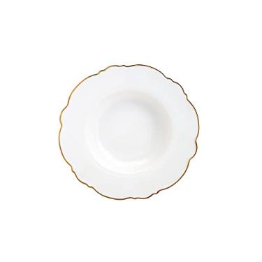 Imagem de Conjunto 6 Pratos Fundos de Porcelana Maldivas Branco com Fio Dourado 23cm - Wolff