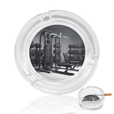 Imagem de Cinzeiro de vidro cristal para equipamentos de ginástica, cinzeiro redondo de vidro resistente, cinzeiro moderno decorativo portátil para uso em casa, escritório, interior, exterior, pátio