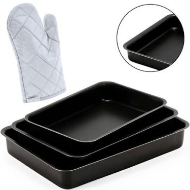 Imagem de Jogo Assadeiras Forma 03 Peças Antiaderentes + Luva Térmica - Marcolar