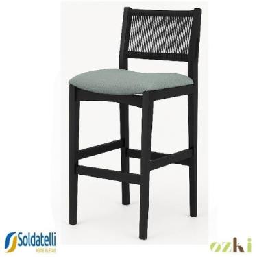 Imagem de Banqueta Los Madeira Preta com Opções de Tecido e Corda - Ozki, Linho 