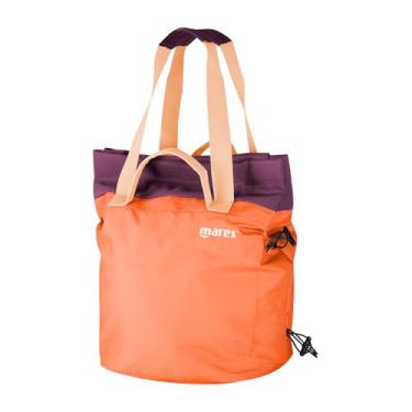 Imagem de Mares Bolsa de mão e ombro à beira-mar, fecho magnético, bolsos internos com zíper, capacidade de 30 litros, coral