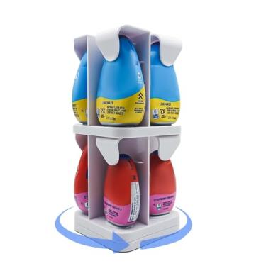 Imagem de Organizador para potenciador de água líquida Mio - Suporte giratório de 2 camadas para 8 potenciadores de água líquida (serve para 92 g e 47 g), armazenamento ABS empilhável, dispensador de bancada