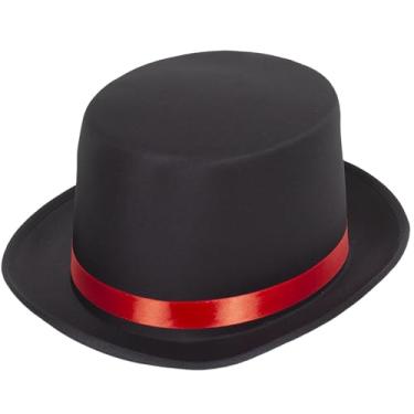 Imagem de Barelove Cartola fantasia brilhante de lantejoulas mágicos vitorianos chapéu de vestido chapéu de coco de Natal fantasia cosplay fantasia (vermelho)