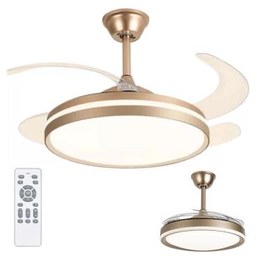 Imagem de Ventilador de Teto Grande Lampada Led 3 em 1 Lustre Controle Remoto Pa Retratil Casa Escritorio Potente Silencioso