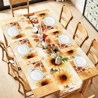 Imagem de Conjunto de caminho de mesa e 6 jogos americanos – Conjunto de mesa resistente ao calor de 7 peças para refeições em família, festas e ocasiões especiais – Decoração de mesa elegante e durável