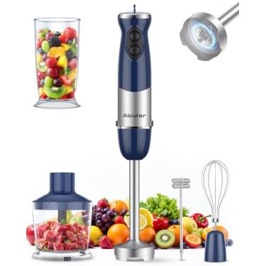 Imagem de Liquidificador de imersão portátil 1000W 5 em 1 vareta com fio para cozinha com 12 velocidades, sem BPA, copo de mistura, picador, batedor, espumador de leite, emulsionante perfeito para sopa, comida
