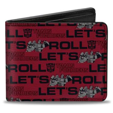 Imagem de Carteira Transformers, Bifold, Transformers Optimus Prime e Bumblebee Let Roll Vermelho Preto, Couro Vegano