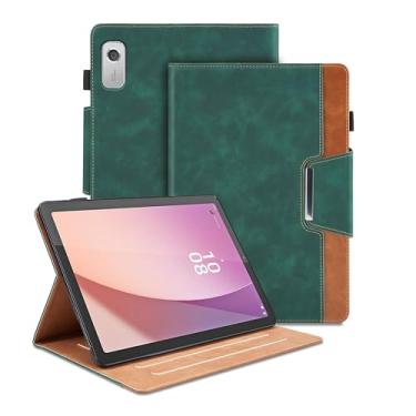 Imagem de Capa para Lenovo Tab M9 9 polegadas 2023 (TB-310FU)/Nook 22.9 cm Lenovo Tablet (2024) - suporte de visualização multiângulo com bolso e fecho magnético, capa protetora fólio de negócios de couro PU