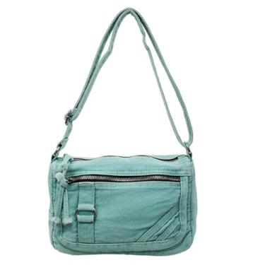 Imagem de Extolove Bolsa tiracolo jeans feminina pequena bolsa jeans casual bolsa de ombro bolsa de mão, Verde, Bolsa jeans