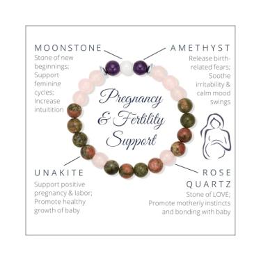 Imagem de Aesnefe Pulseira de cristal de gravidez para mulheres, joias de fertilidade de pedras preciosas naturais para grávidas, presentes para mães pela primeira vez, presente de apoio à fertilização in vitro