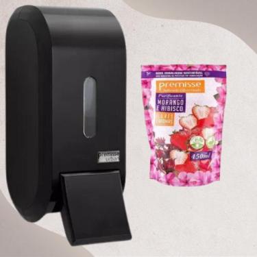 Imagem de Saboneteira Premisse Preta + Sabonete Premisse 450 Ml, Morango e Hibis