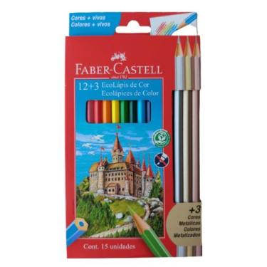 Imagem de Lápis de cor Faber Castell eco lápis com 12 cores+3 metálicos