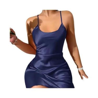 Imagem de Camisola Halter de Seda com Borda de Renda e Almofadas de Sutiã - Pija