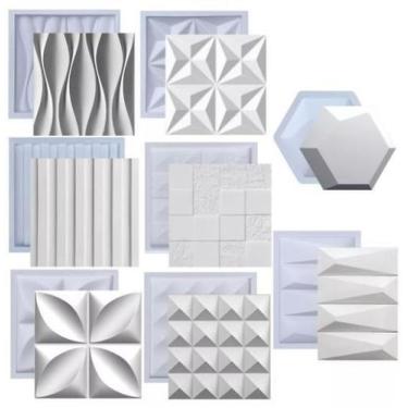 Imagem de Kit 8 Formas Molde De Gesso 3D E Cimento Pra Placas Parede