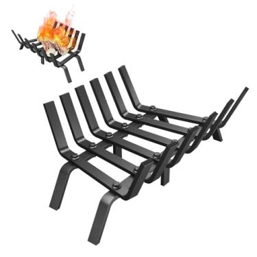 Imagem de Grelha de lareira, suporte sólido de 43 cm para lareira, grade de incêndio para lareira de ferro fundido resistente, grades de fogo para acessórios internos de lareira