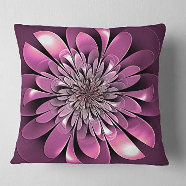 Imagem de Designart Glittering Lush Purple Fractal Flower Manta Floral Sala de Estar, Sofá, Almofada + Capa de Almofada Estampada em ambos os lados 45,72 x 45,72 cm