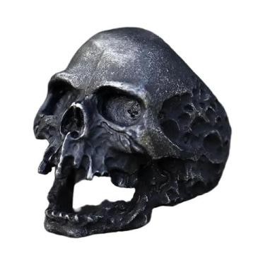 Imagem de Anel Vintage De Caveira Masculino Em Aço Inoxidável 316L, Joia Gótica 