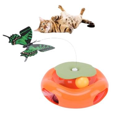 Imagem de Pssopp Brinquedo Interativo de Teaser de Gatos, Teaser de Exercício de Bola Engraçada Automática Com Butterfly para Gatinhos de Gatos Internos