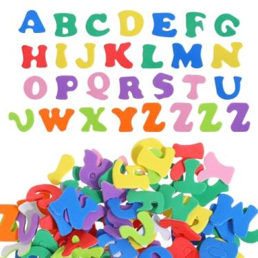 Imagem de 260 peças de adesivos de letras de espuma para artesanato do alfabeto, adesivo colorido A-Z letras do alfabeto adesivo de espuma, suprimentos de 10 cores para decoração de festa de aniversário DIY em