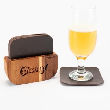 Imagem de Descanso de Copo Cerveja com Suporte em Madeira