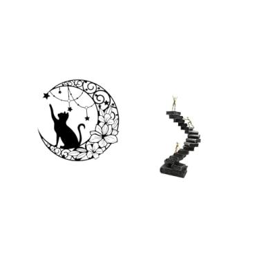 Imagem de Bothyi Decoração de Parede de Gato de Metal, Estátuas Pensadoras, Figura Abstrata, Artesanato, Arte de Parede de, Objetos Decorativos de Estante,