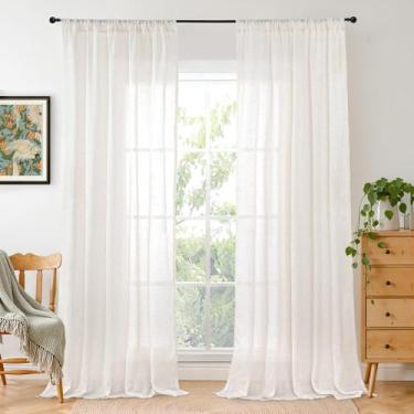 Imagem de Cortinas de linho de vestuário de 24 cm de comprimento para sala de es