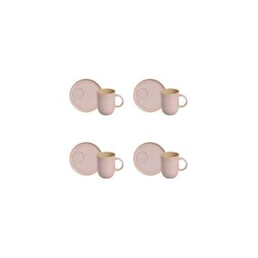 Imagem de Conjunto de Canecas e Pires Porto Brasil Coup Stoneware Litch Rosa Claro 330ml - 4 Peças