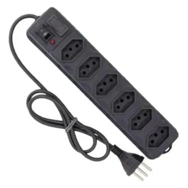 Imagem de Filtro de linha com 6 Tomadas 2P+T 10A – LiderPlus -Cabo PP 3x0,75m, 250V Bivolt com 1M - com interruptor – Cor Preta