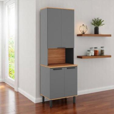 Imagem de Paneleiro de Cozinha Castanha 700mm para Micro-Ondas 4 Portas Cinza/Fr