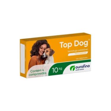 Imagem de Vermífugo Palatável Ourofino Top Dog 1000mg 4 Comprimidos 10kg - Ouro 